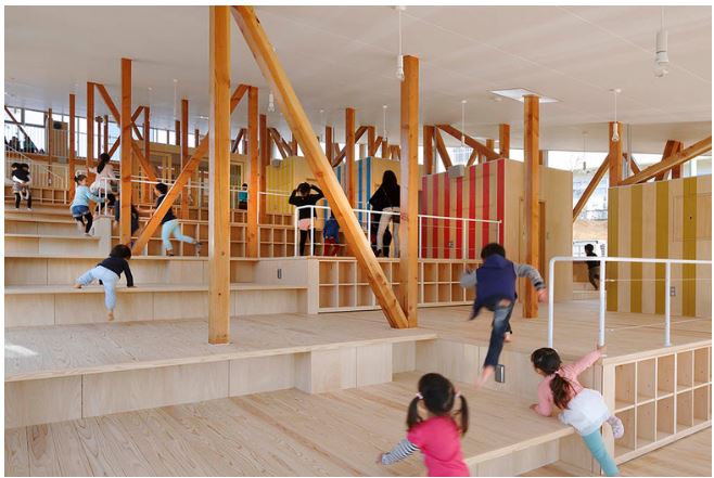 Les enfants griment les marches